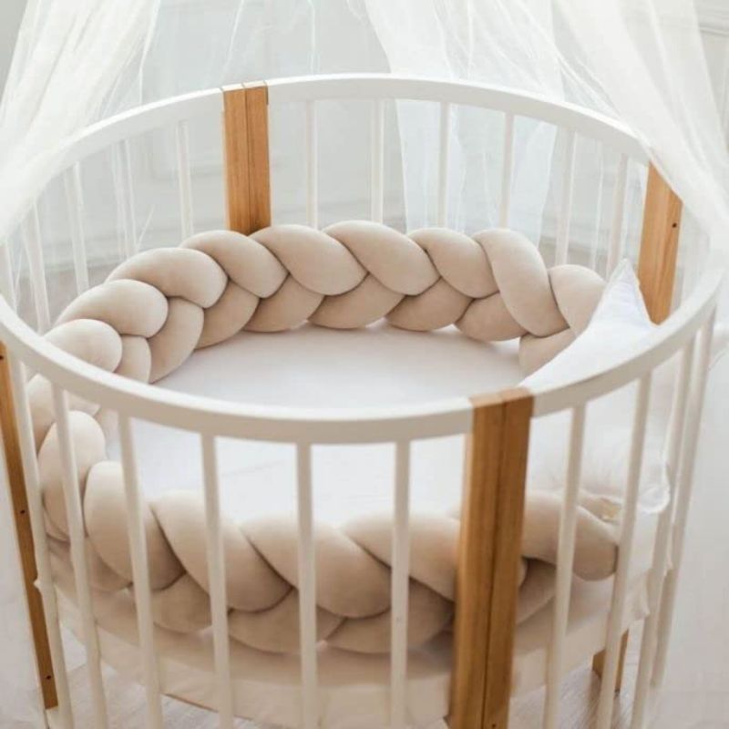 stokke mini bumper Royal Braided Cot Bumper, Baby Crib Bumper Beige – buKKub