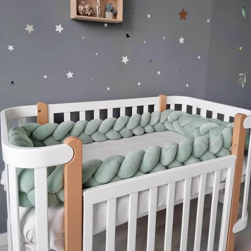 Sage Braided Cot Bumper Green