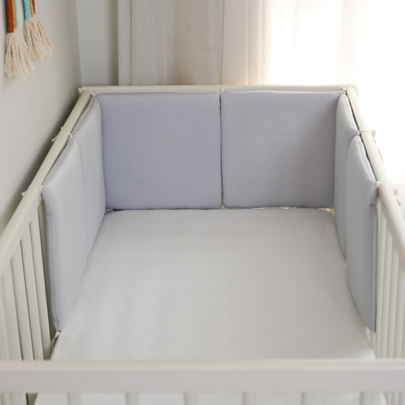 Cassian Padded Cot Bumper, Breathable Gray Cot Bumpers & buKKub