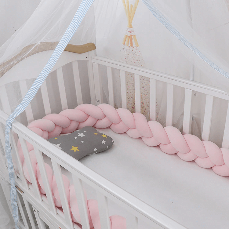 Moa Braided Cot Bumper Breathable Pink Cot Bumpers buKKub