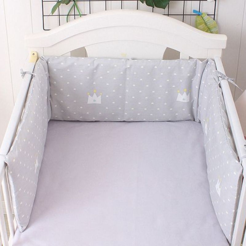 Sylvia Breathable Cot Bumper Padded Cot Bumper Grey buKKub