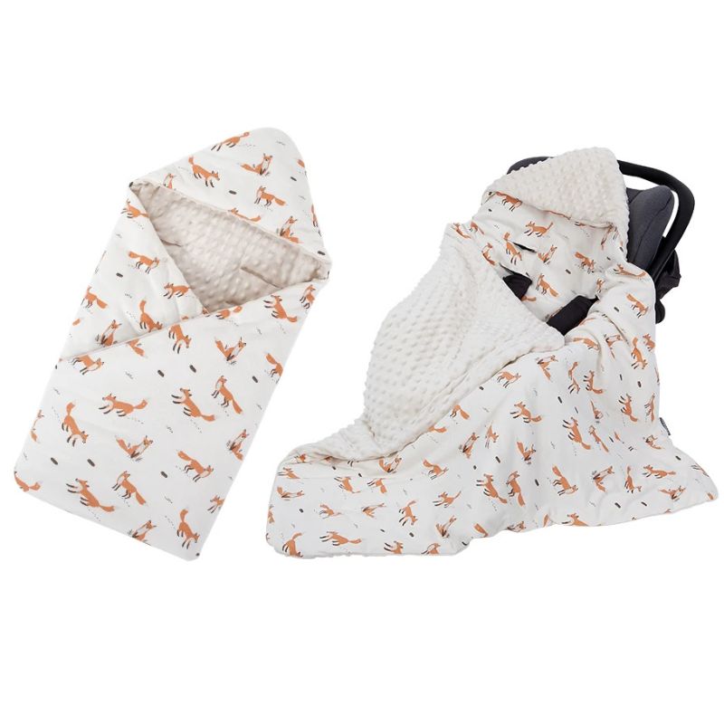 Hollie car seat swaddle blanket infant carrier white fox
