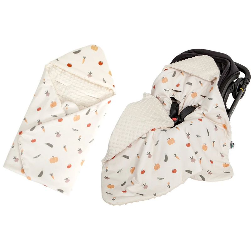 Hollie car seat swaddle blanket infant carrier white veggie