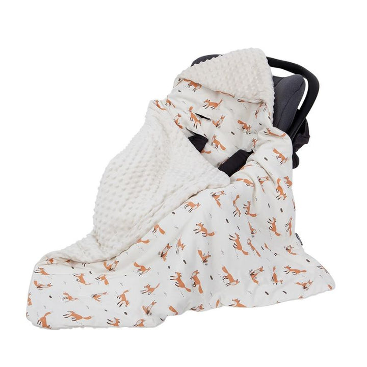 Hollie hooded pram baby wrap blanket white fox Australia