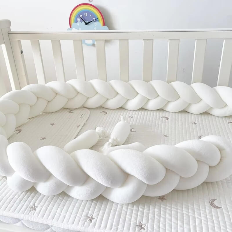 Linna Braided Cot Bumper White
