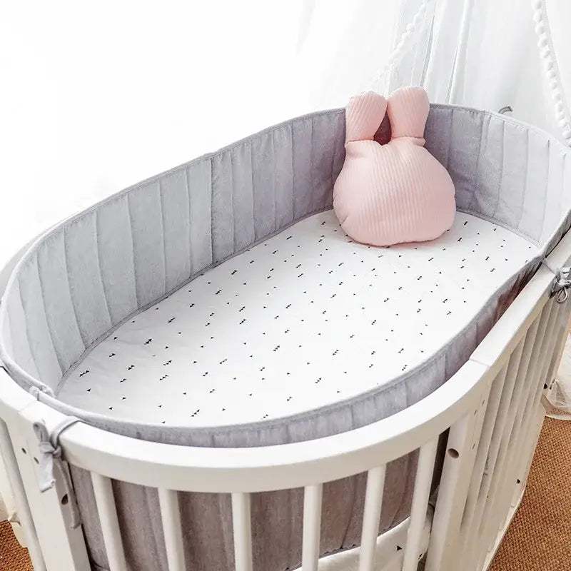 Silver-Nest-Safe-Elegant-Baby-Cot-Mesh-Bumper-Grey