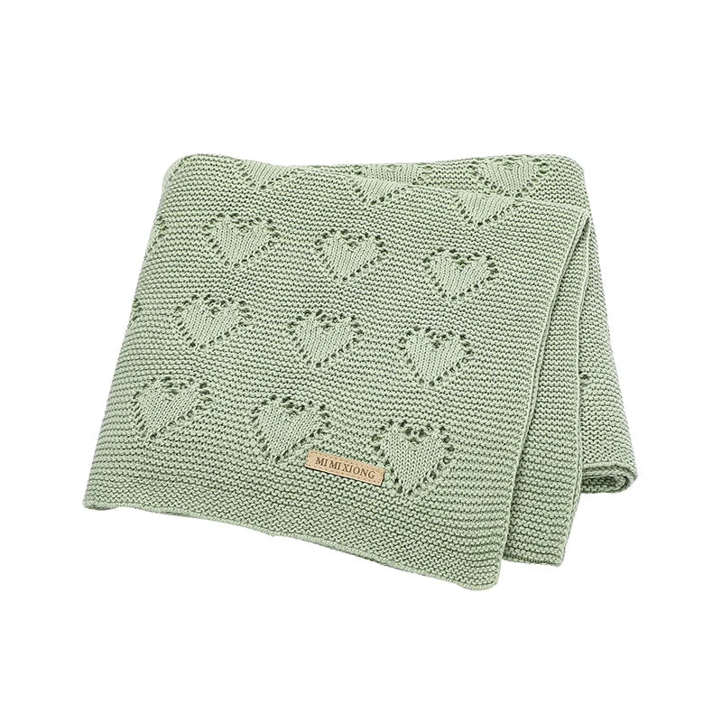 Soft Knit Swaddle Baby Blanket, Hearts