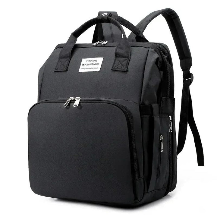 Lior nappy bag backpack in black with adjustable straps