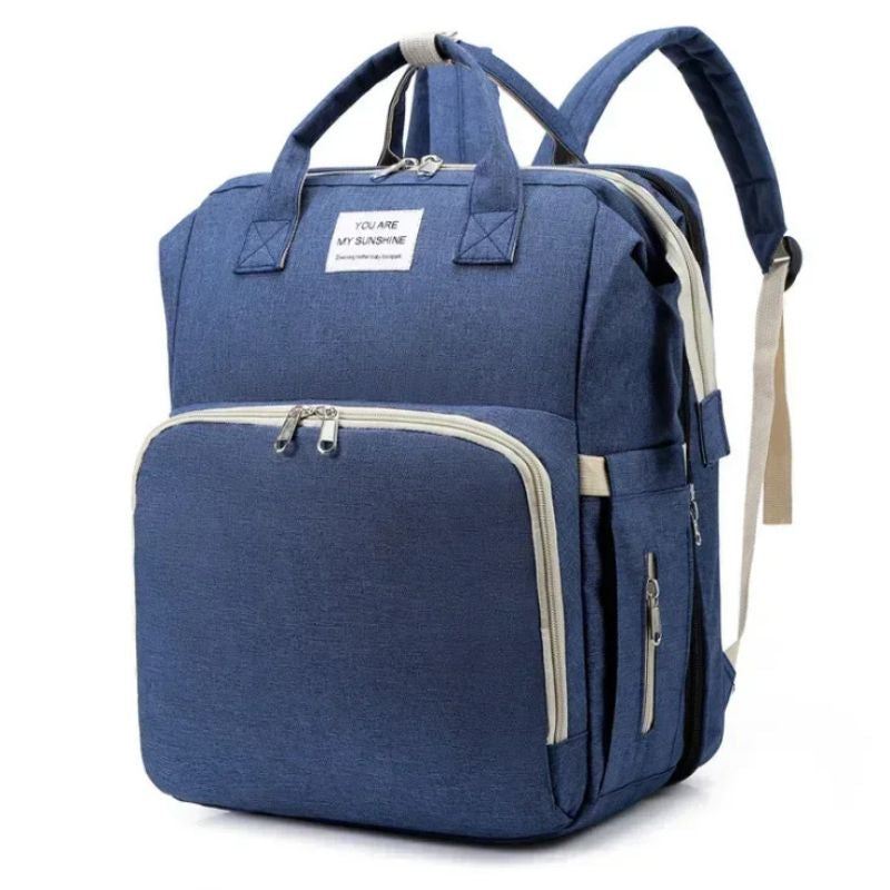 Lior nappy bag backpack in blue full view