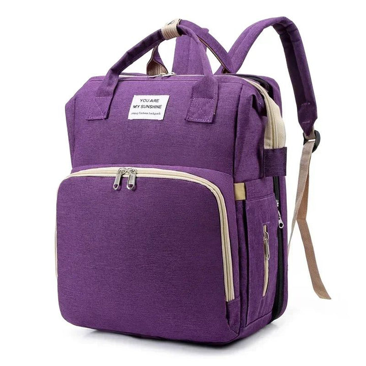 Lior nappy bag backpack in purple side profile