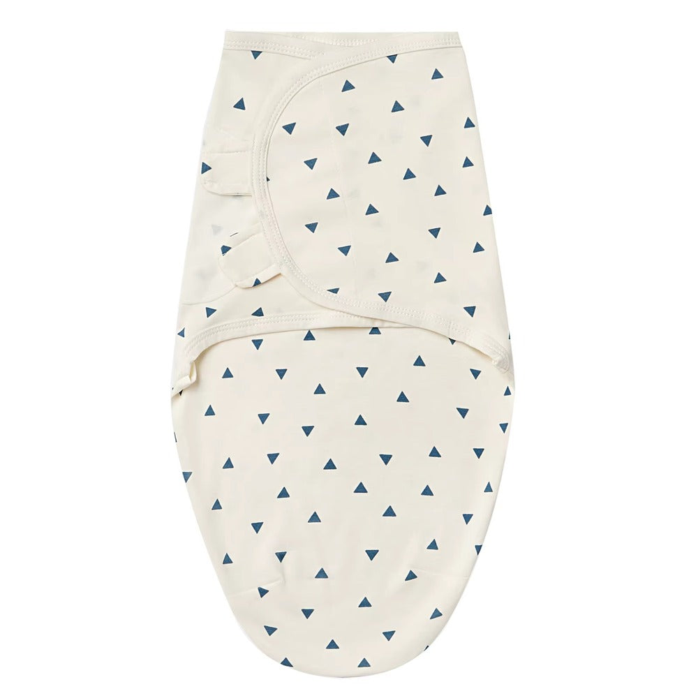 Cream wrap with navy triangle print laid flat