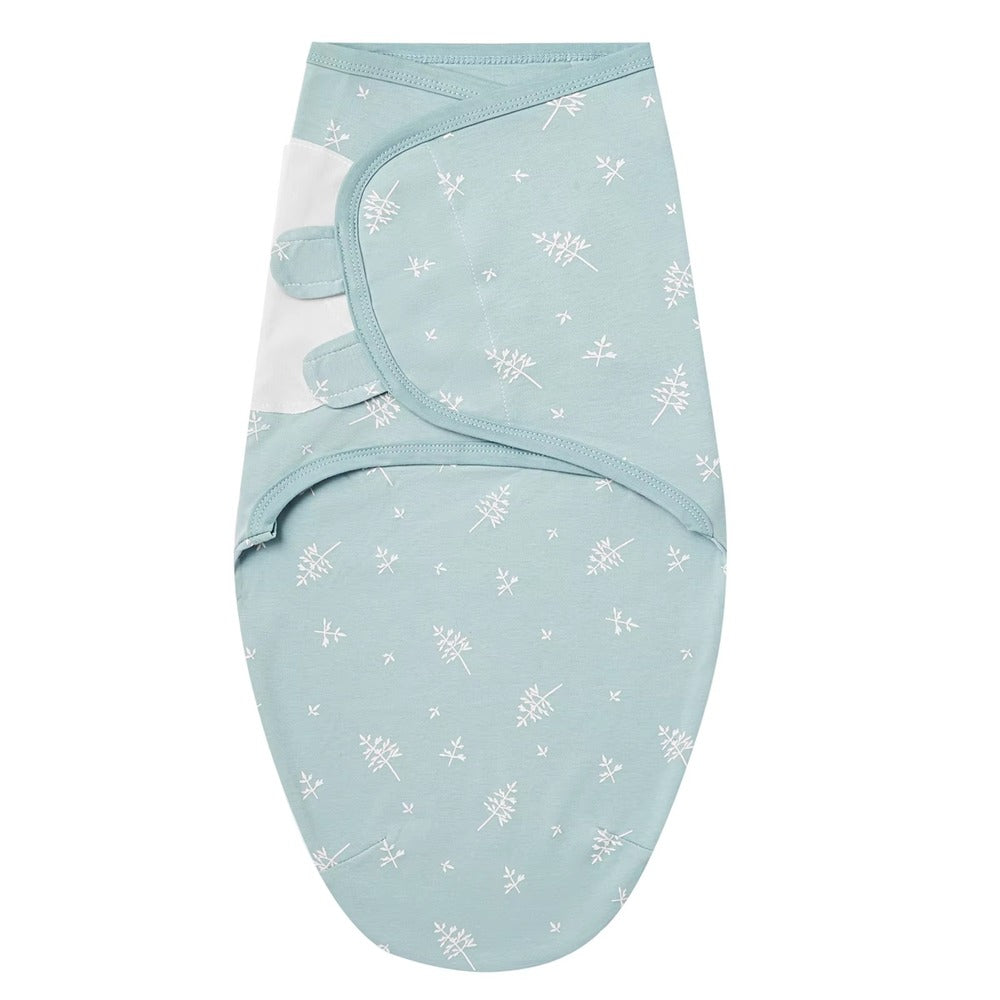 Sage green wrap with white leaf sprig print