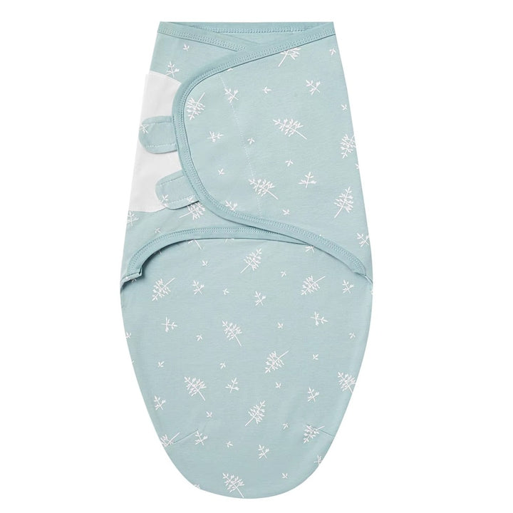 Sage green wrap with white leaf sprig print