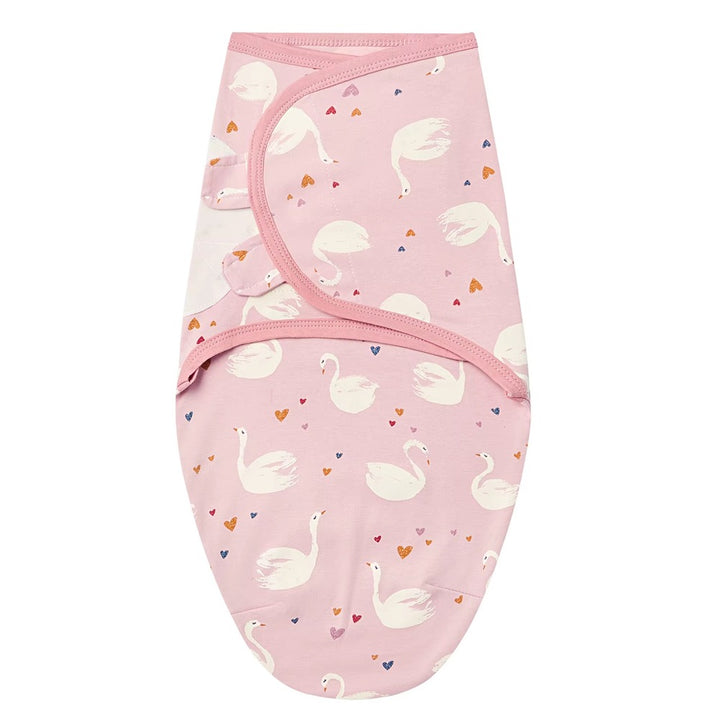 Pink wrap with white swans and small hearts