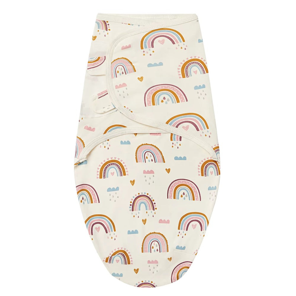 Cream wrap with pastel rainbow and cloud print
