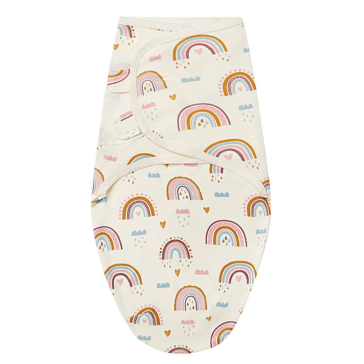 Cream wrap with pastel rainbow and cloud print