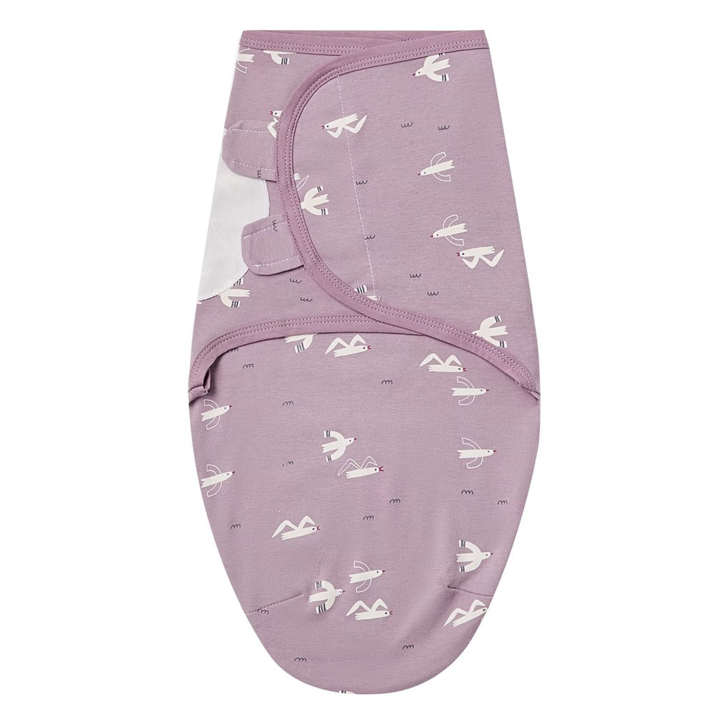 Lilac wrap with white seagull print laid flat