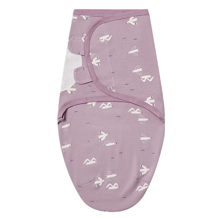 Lilac wrap with white seagull print laid flat