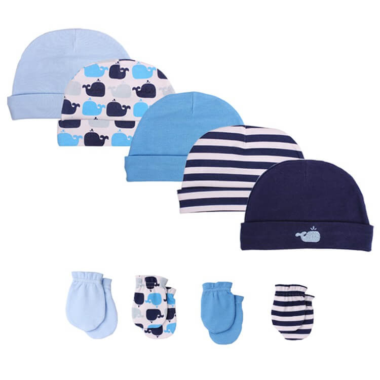 9pk-Blue-Baby-Beanie-Hats-Mittens-Set