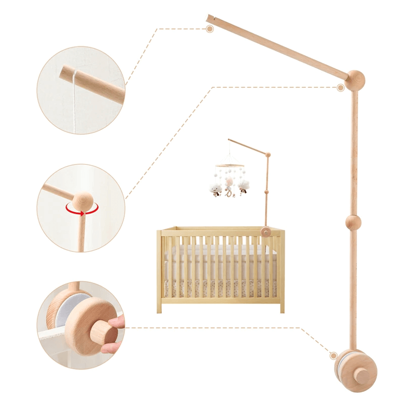 Kale Wooden Cot Mobile Arm Crib Arm Mobile buKKub